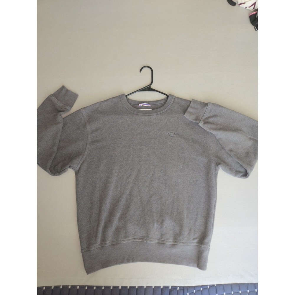 Champion Sweatshirt Adult Medium Charcoal Grey Crewneck Small Embroidered Logo